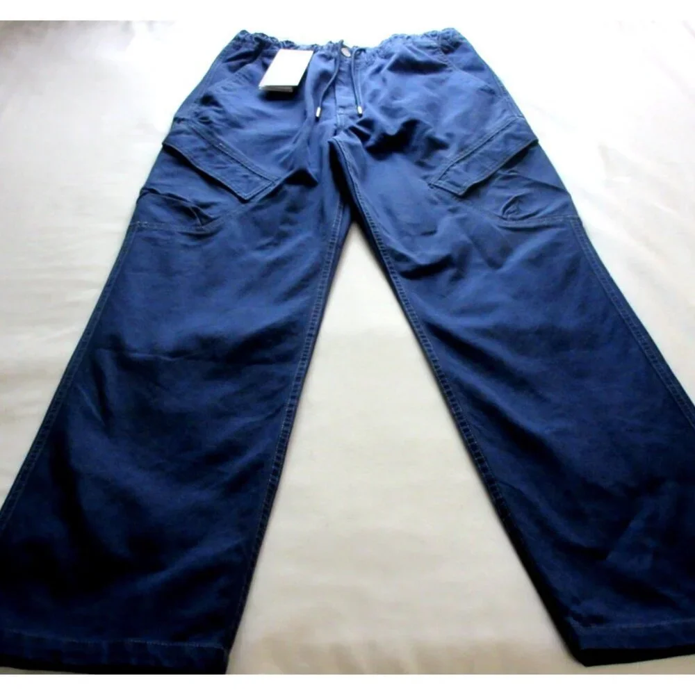 Jordan Men's MJ Chicago Cotton Cargo Casual Logo Pants Midnight Navy Blue NWT